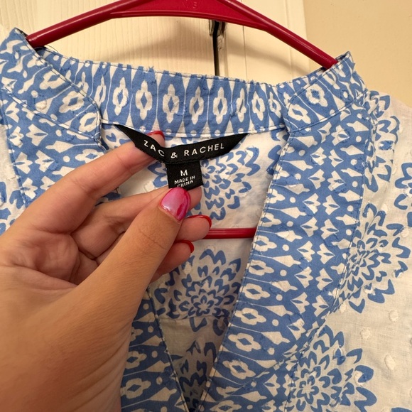 Zac & Rachel Blue and White Patterned Blouse - Picture 4 of 4